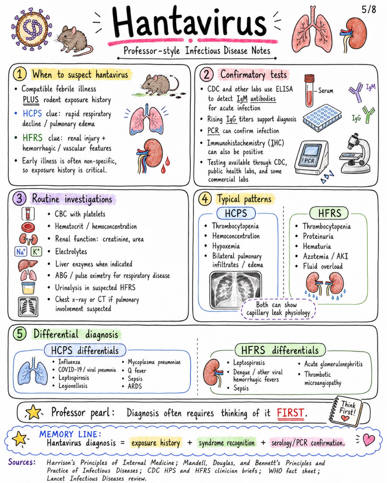 Hantavirus Notes: HCPS vs HFRS, Symptoms, Diagnosis & Treatment - Medicine - Infectious Diseases page 5 of 8 | medical study notes