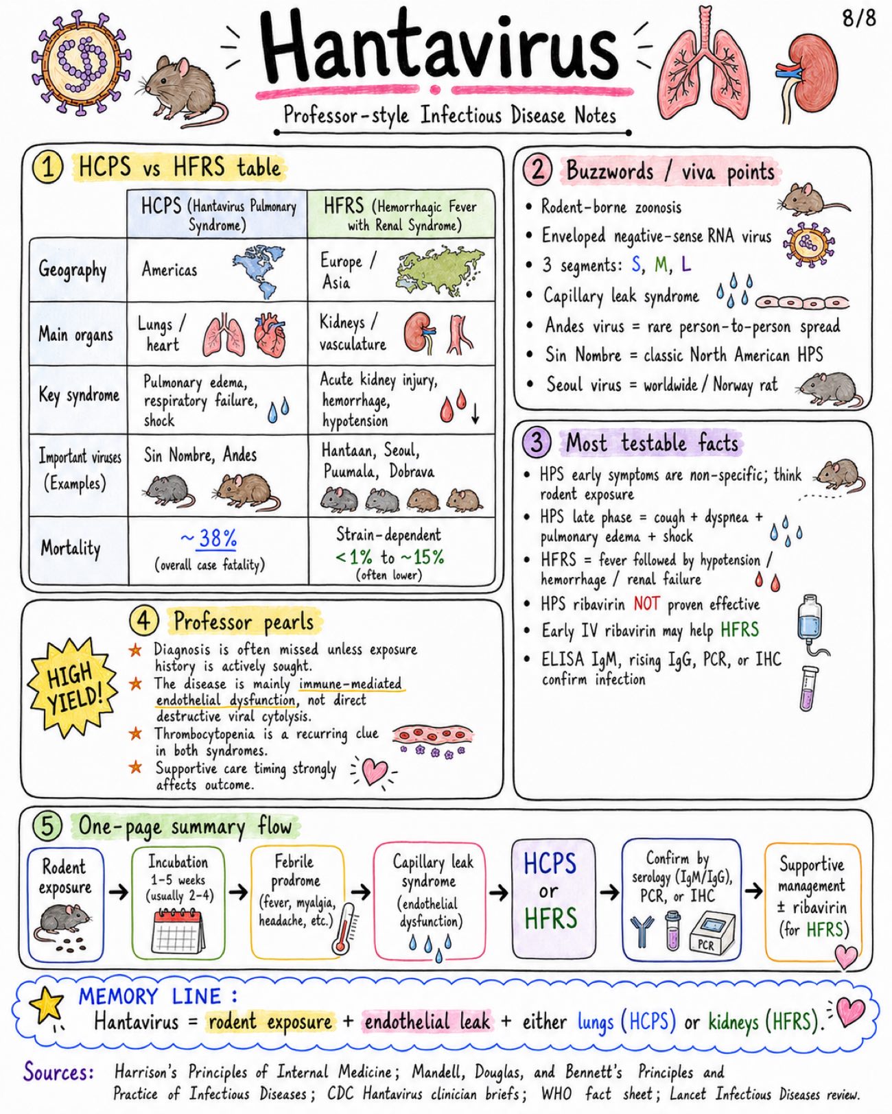 Hantavirus Notes: HCPS vs HFRS, Symptoms, Diagnosis & Treatment - Medicine - Infectious Diseases page 8 of 8 | medical study notes